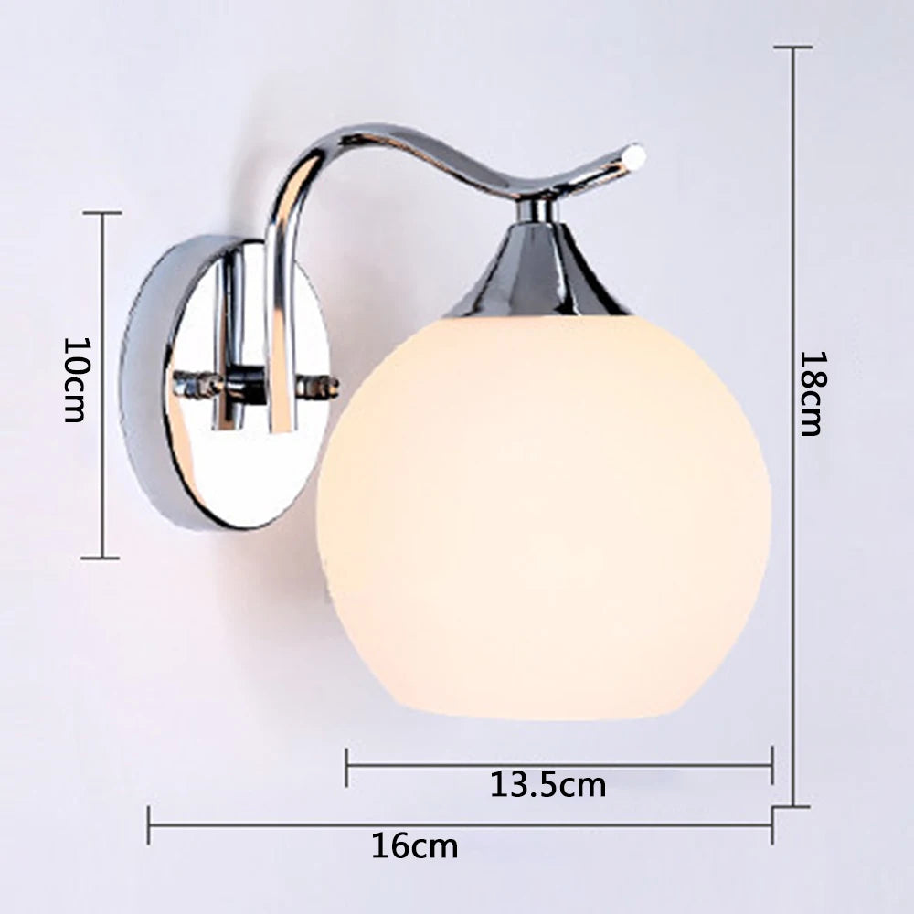 LED Glass Wall Lamps Modern Bedroom Lights Luxury White Glass Ball Indoor Wall Light Simple Fresh Lamp Aisle Corridor Wall Lamp