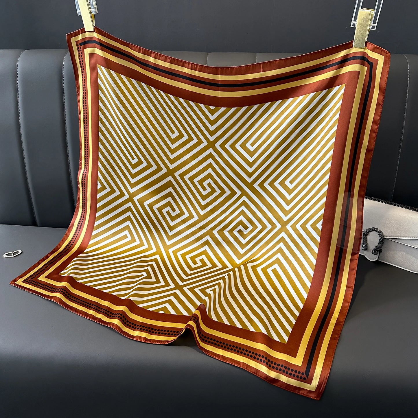 New lady Girl 70*70cm Silk Satin Hair Scarf Women Handkerchief stripe Printed Female Square Head Bandana Small Neck Muffler Hija