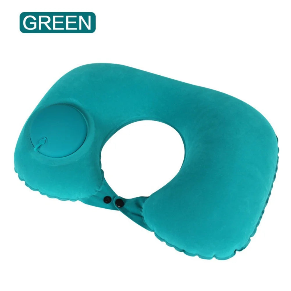 Air Inflatable Neck Pillow Press Type Travel Pillow Portable Sleeping Airplane Pillow Neck Support Car Pillow Bedding Cushion