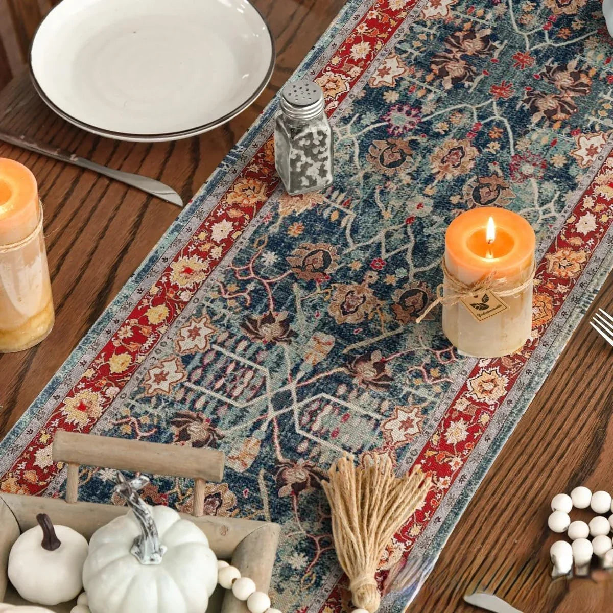 Boho Bohemia Style Red Linen Table Runners Wedding Decor Washable Kitchen Dining Table Runners Holiday Party Decorations