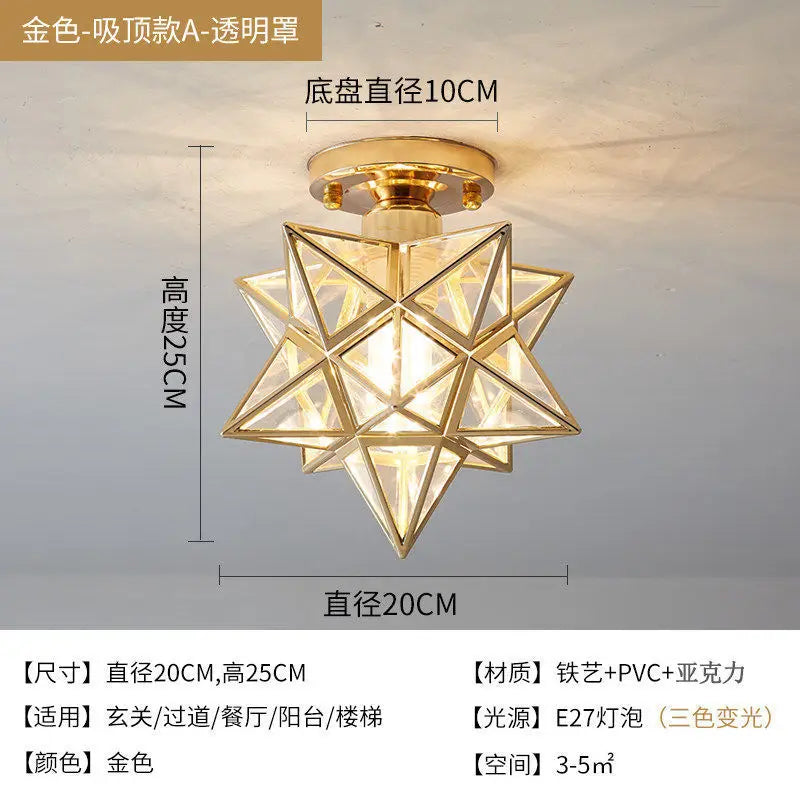 Lamps for Living Room Decor Five-pointed Star Ceiling Modern Balcony Corridor Porch Fashion Network Red Star Ceiling Light