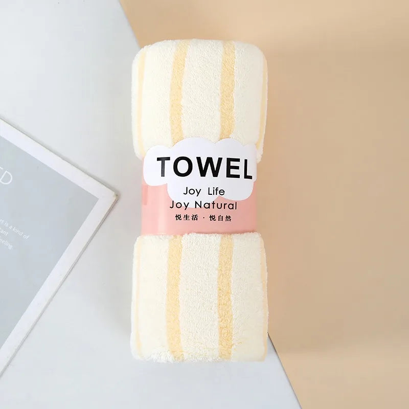 1Pc 34x75cm Colorful Striped Hand Towel Coral Fleece Home Soft Velvet Hair Cloth Bathroom Shower Clean Washcloth