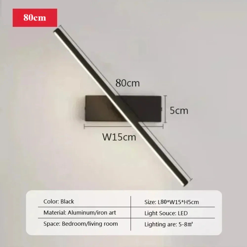 Rechargeable Wall Lamp 30/60/80CM Hardware Rotatable Bathroom Mirror Light For Bedroom Living Room Indoor Line LED Wall Sconces