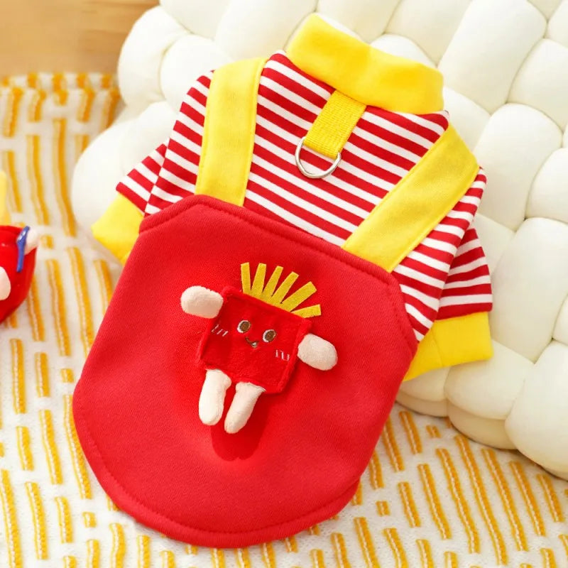 2025 Dog Clothes Cute Dog Hoodies Thin Autumn Winter Dog Coat with D-Ring Striped Print Puppy Sweatshirt Cat Jacket Pet Apparel