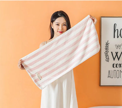 1Pc 34x75cm Colorful Striped Hand Towel Coral Fleece Home Soft Velvet Hair Cloth Bathroom Shower Clean Washcloth