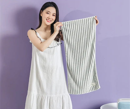 1Pc 34x75cm Colorful Striped Hand Towel Coral Fleece Home Soft Velvet Hair Cloth Bathroom Shower Clean Washcloth