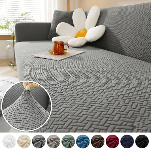 Polar Fleece Jacquard Elastic Sofa Covers ArmChair Sofa Couch Slipcovers Chair Protector For Living Room L Shaped 1/2/3/4 Seater