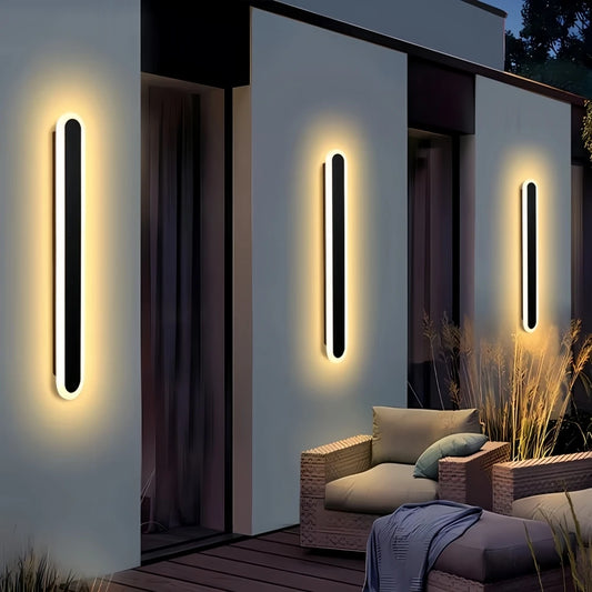 LED Outdoor Wall Light Modern Simple Waterproof Balcony Black Long Wall Lamp Garden Corridor Hall Decoration Washer Lighting
