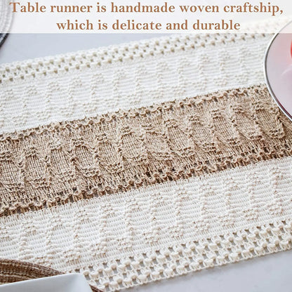 Boho Table Runner 108 Inches Long for Home Decor Farmhouse Table Runner Rustic Macrame Table Runner with Tassels Bohemian Decor