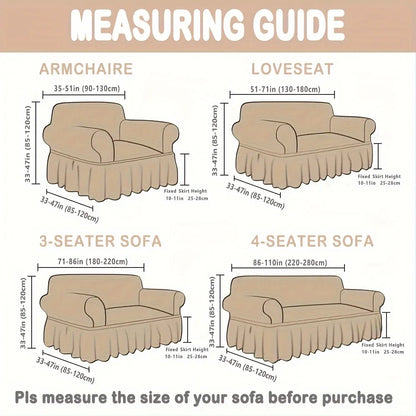 1 Piece Sea Wave Skirt Stretch Sofa Cover, Non-Slip All-Inclusive Dust Cover, Bedroom Living Room Home Decoration