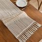 1pc Beige Boho Table Runner with Tassels Hand Woven Cotton Table Runner Rustic Farmhouse Table Runners for Kitchen Dining  Table