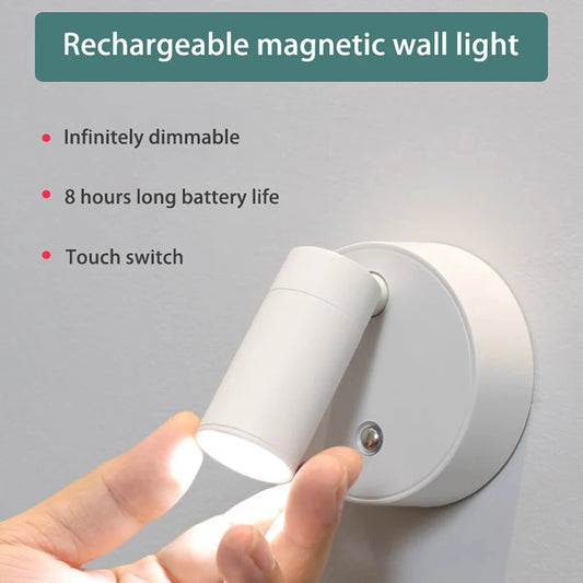 LED lamp household magnetic wall lamp wireless rechargeable movable room lamp no wiring no punching bedroom bedside reading lamp