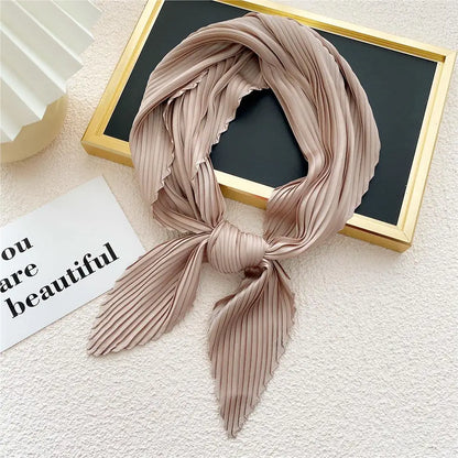 Small Satin Silky Scarf for Women Fashion Crinkle Crumple Neck Scarves Ladies Pleated Foulard Femme Shawl Bandana Handkerchief