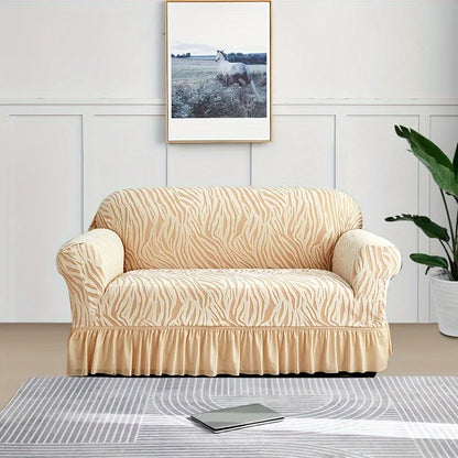 1 Piece Sea Wave Skirt Stretch Sofa Cover, Non-Slip All-Inclusive Dust Cover, Bedroom Living Room Home Decoration