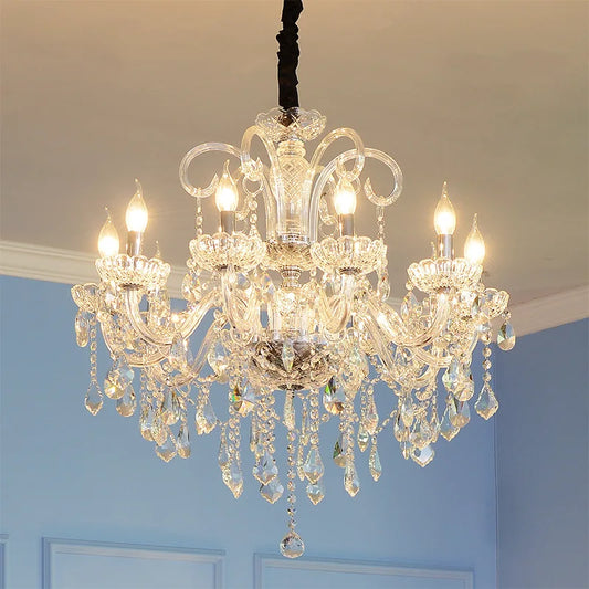 Luxury American elegant crystal chandelier led large crystal pendant lamp European crystal hanging light decoration lighting
