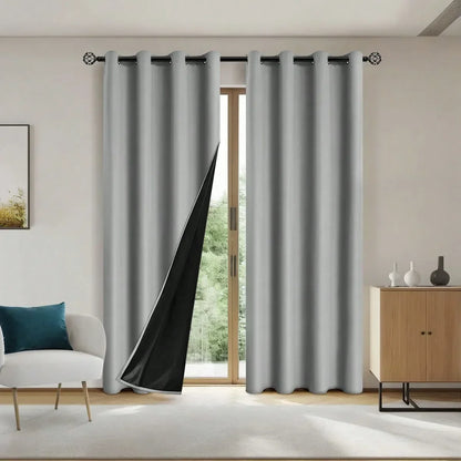 1pc Solid Blackout Curtains with Grommets, Total Privacy Safe and Odorless Curtains for Living Room and Bedroom