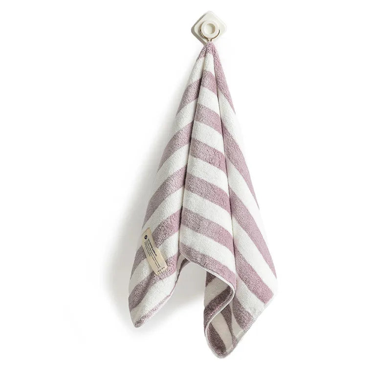 1Pc 34x75cm Colorful Striped Hand Towel Coral Fleece Home Soft Velvet Hair Cloth Bathroom Shower Clean Washcloth