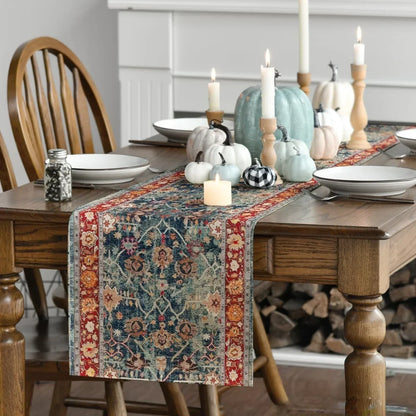 Boho Bohemia Style Red Linen Table Runners Wedding Decor Washable Kitchen Dining Table Runners Holiday Party Decorations