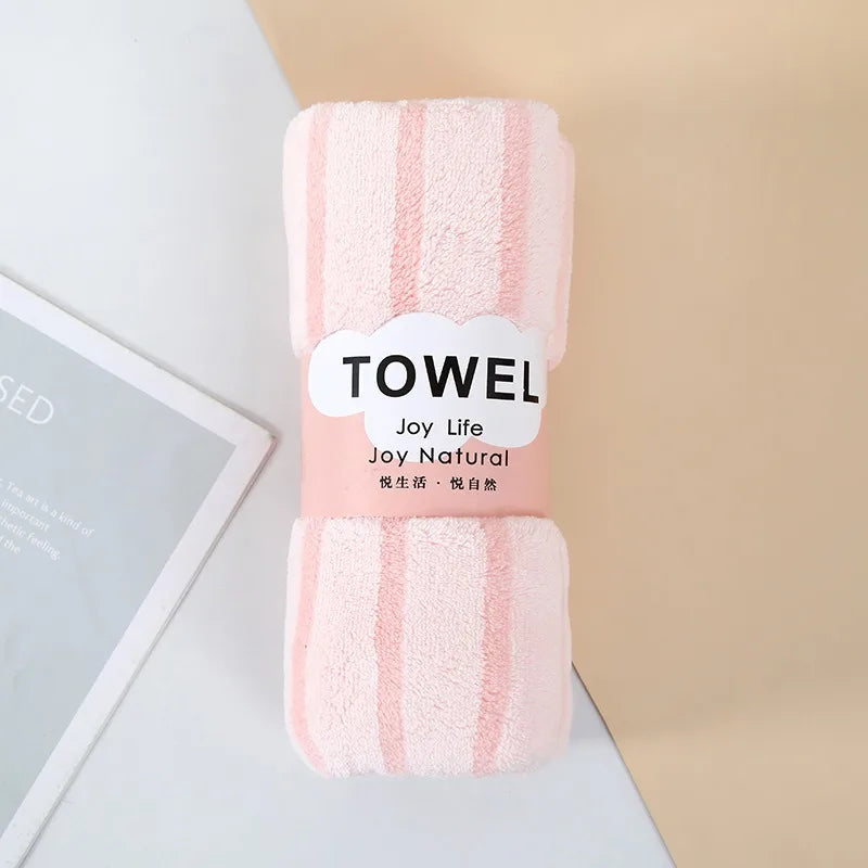 1Pc 34x75cm Colorful Striped Hand Towel Coral Fleece Home Soft Velvet Hair Cloth Bathroom Shower Clean Washcloth