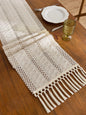 1pc Beige Boho Table Runner with Tassels Hand Woven Cotton Table Runner Rustic Farmhouse Table Runners for Kitchen Dining  Table