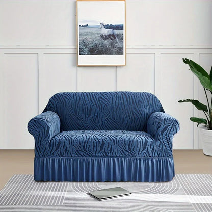 1 Piece Sea Wave Skirt Stretch Sofa Cover, Non-Slip All-Inclusive Dust Cover, Bedroom Living Room Home Decoration