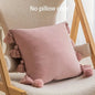 1pc, Cute Boho Style Decorative Throw Pillow Covers With Handmade10 Tassels, 17.7 Inch Soft Velvet For Sofa Car Home Decor
