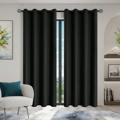 1pc Solid Blackout Curtains with Grommets, Total Privacy Safe and Odorless Curtains for Living Room and Bedroom