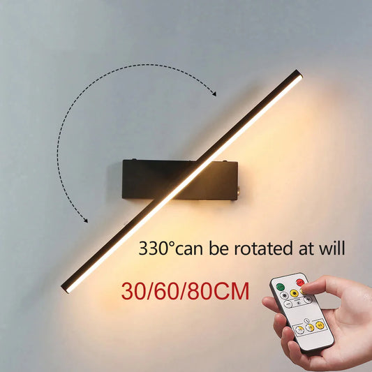 Rechargeable Wall Lamp 30/60/80CM Hardware Rotatable Bathroom Mirror Light For Bedroom Living Room Indoor Line LED Wall Sconces
