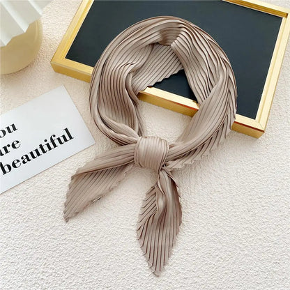 Small Satin Silky Scarf for Women Fashion Crinkle Crumple Neck Scarves Ladies Pleated Foulard Femme Shawl Bandana Handkerchief