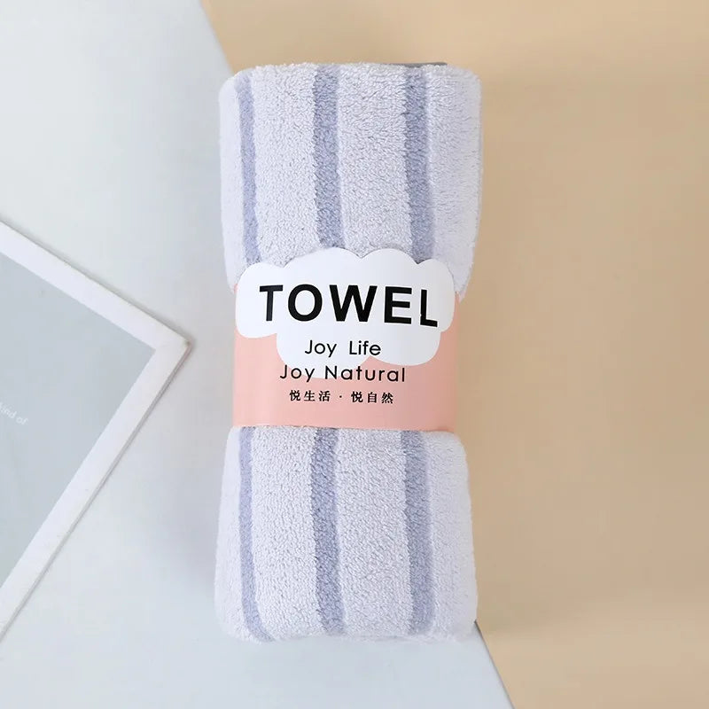 1Pc 34x75cm Colorful Striped Hand Towel Coral Fleece Home Soft Velvet Hair Cloth Bathroom Shower Clean Washcloth