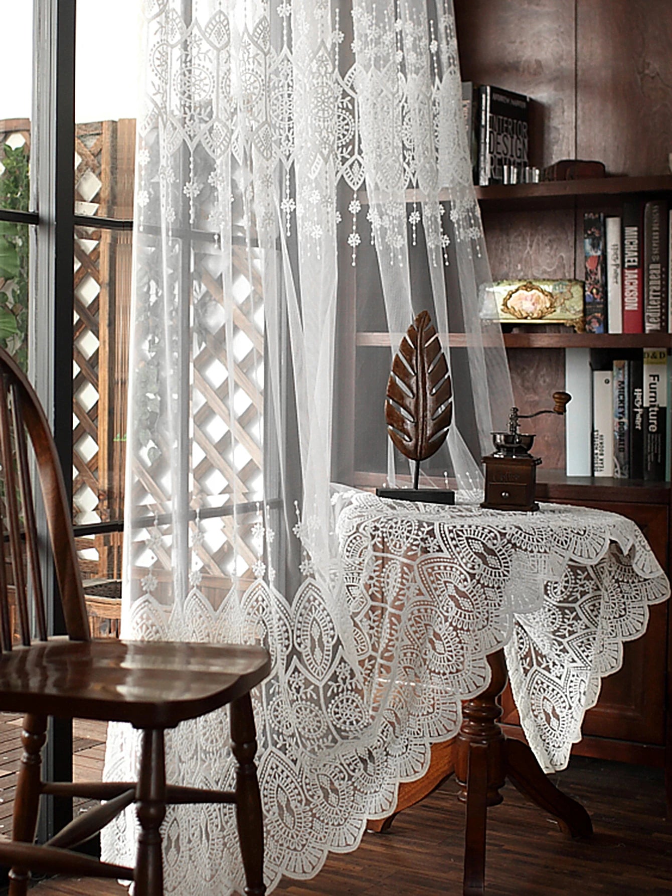 1PC Romantic Style White Embroidery Sheer Curtain For The Living Room，Rod Pocket Voile Suitable For Decoration of Bedroom Window