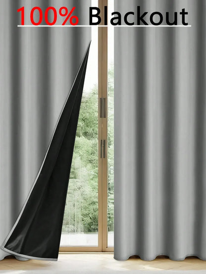 1pc Solid Blackout Curtains with Grommets, Total Privacy Safe and Odorless Curtains for Living Room and Bedroom