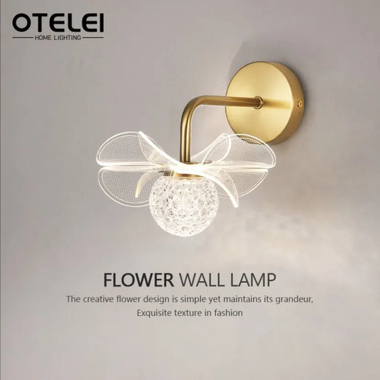 LED Wall Lamp Modern Luxury Flower Shaped Decorative Light Bedroom Bedside Study Dining Room Living Room Background Wall Lamp