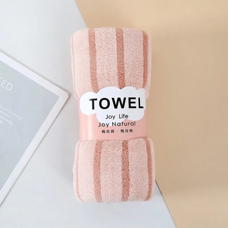 1Pc 34x75cm Colorful Striped Hand Towel Coral Fleece Home Soft Velvet Hair Cloth Bathroom Shower Clean Washcloth